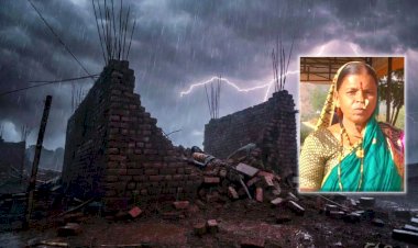 Khed | पावसात भिजू नये म्हणून भिंतीच्या आडोशाला बसलेल्या महिलेच्या अंगावर भिंत कोसळून जागीच मृत्यू; गवंड्याचे दोन्ही पाय मोडले