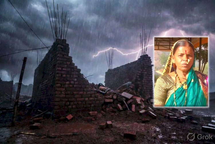 Khed | पावसात भिजू नये म्हणून भिंतीच्या आडोशाला बसलेल्या महिलेच्या अंगावर भिंत कोसळून जागीच मृत्यू; गवंड्याचे दोन्ही पाय मोडले