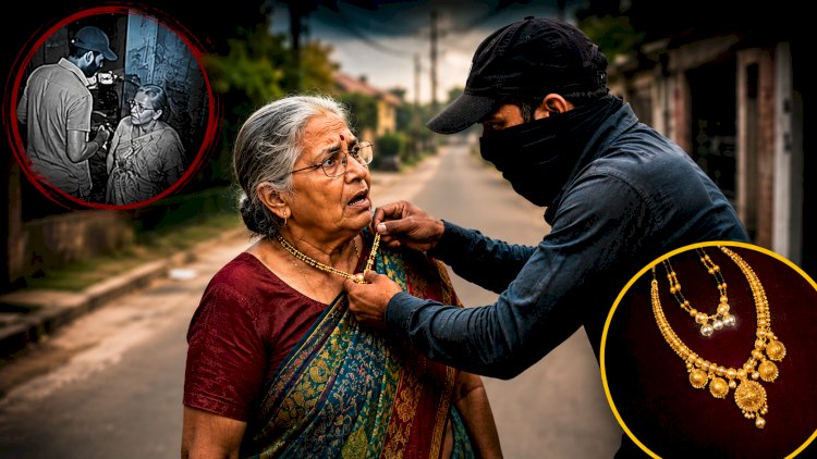 Crime Robbery | तंबाखूची पुडी मागण्याचा बहाणा; वृद्ध महिलेच्या गळ्यातील साडेतीन तोळ्यांचे दागिने लंपास